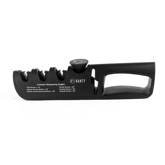 Afilador manual para cuchillo y tijeras con regulador de ángulo.