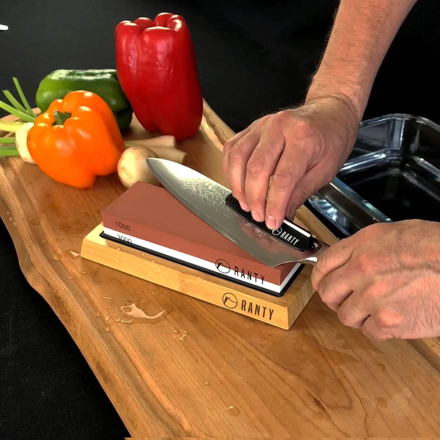 KIT AFILADOR CUCHILLO PIEDRA HÚMEDA RANTY