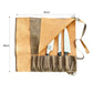 Porta cuchillos enrollable Ranty con medidas 45x39cm, 7 compartimentos para cuchillos y correa ajustable para transporte.