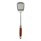Espátula ranurada cocina creativa Ranty 39.5cm con mango de madera café, acero inoxidable para cocina profesional y en casa.