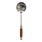 Cucharón cocina creativa Ranty 37cm de acero inoxidable con mango de madera premium para servir sopa.