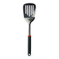Espátula ranurada cocina Joven Ranty 34cm acero inox y práctico mango ergonómico antideslizante gris con detalle naranja.
