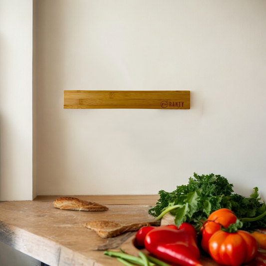 Soporte magnético de madera Ranty para cuchillos o utensilios cocina metálicos para pared decorativo.